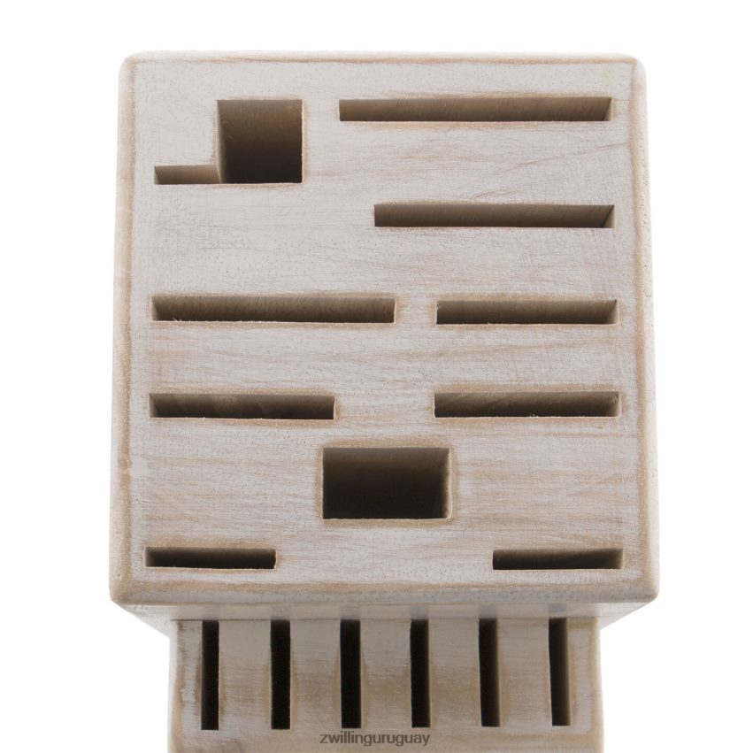 Almacenamiento de madera de caucho, madera de caucho, bloque de cuchillos blanco rústico doble vacío Zwilling cuchillería A688HF332 - Image 3