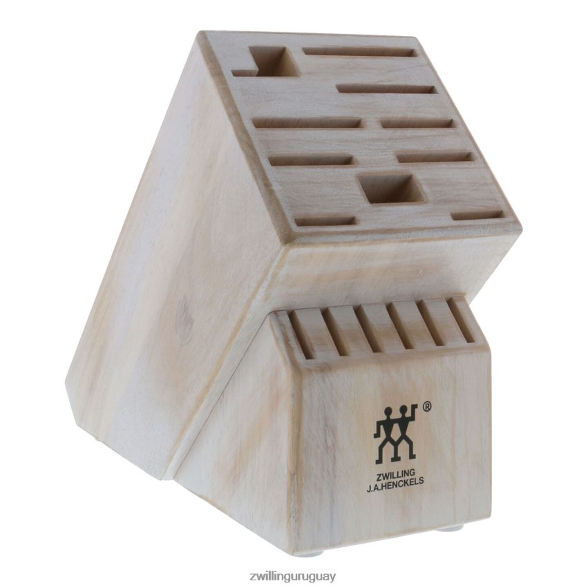 Almacenamiento de madera de caucho, madera de caucho, bloque de cuchillos blanco rústico doble vacío Zwilling cuchillería A688HF332 - Image 1