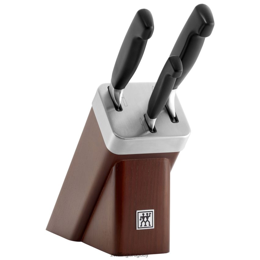 Juego de cuchillos Four Star de 4 piezas con bloque autoafilable, marrón Zwilling cuchillería A688HF127 - Image 1
